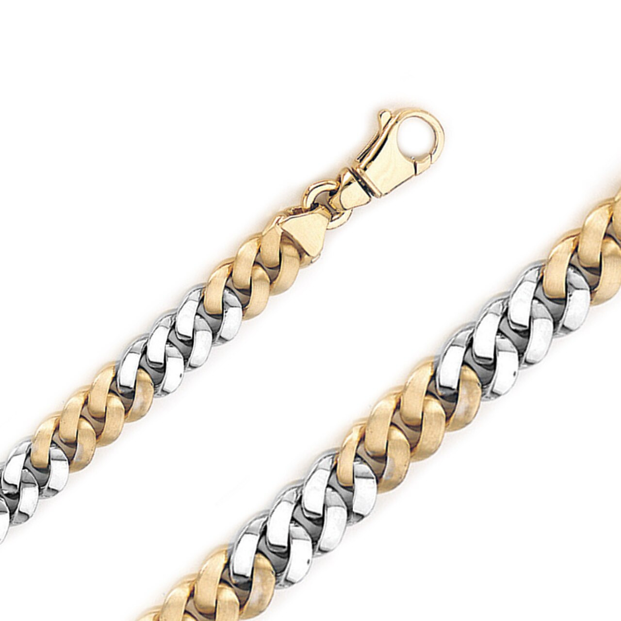 14k Two Tone Hand Made Gold Chain 9.5mm Wide 18 Inches